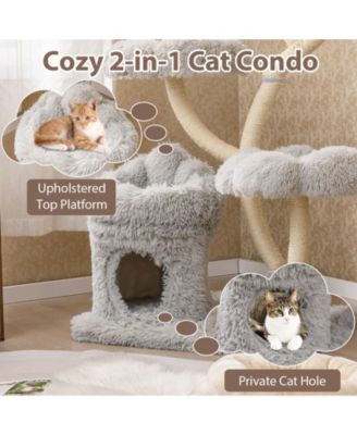 Freestanding Cat Tower with four Flower-shaped Platforms and Sisal Scratching Posts