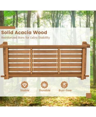 2-Person Acacia Wood Outdoor Porch Swing Patio Hanging Bench Chair Natural