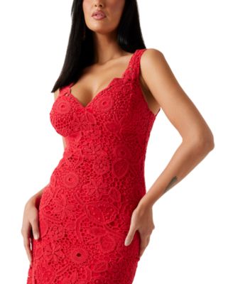 GUESS Women's Rosalia Crochet Lace Sleeveless Midi Dress - Macy's