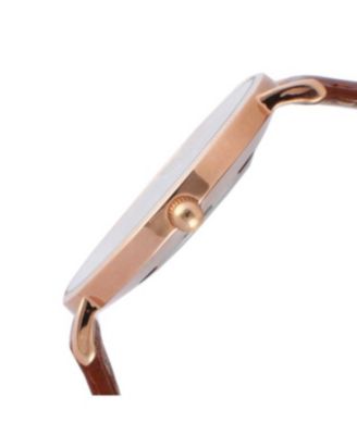 Men's 40mm Rose-Gold Super Slim Case Leather Strap Watch