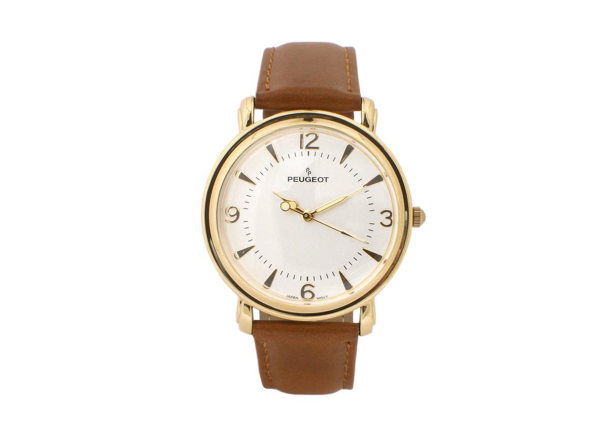 Men 38mm Gold Retro Design Calf Skin Leather Strap watch