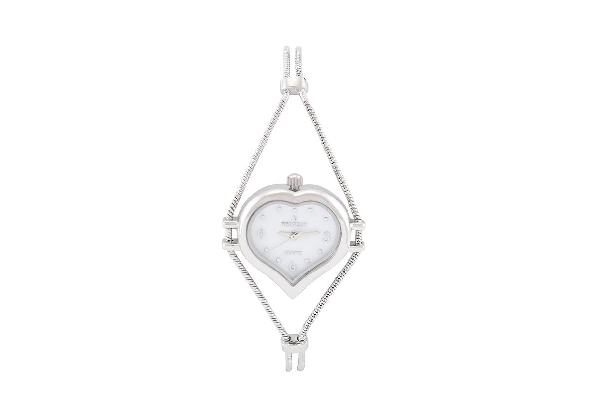 Womens Silver Heart Shape Wire Watch with White dial