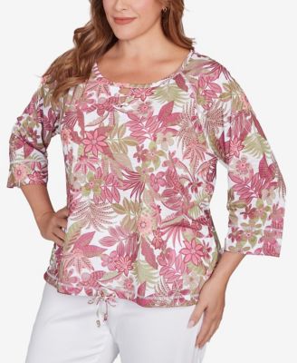 Plus Size Printed Jungle Ivy Slub Top