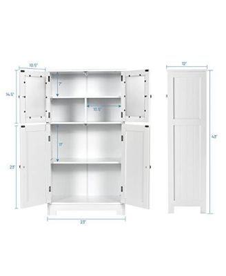 Bathroom Floor Storage Locker Kitchen Cabinet with Doors and Adjustable Shelf