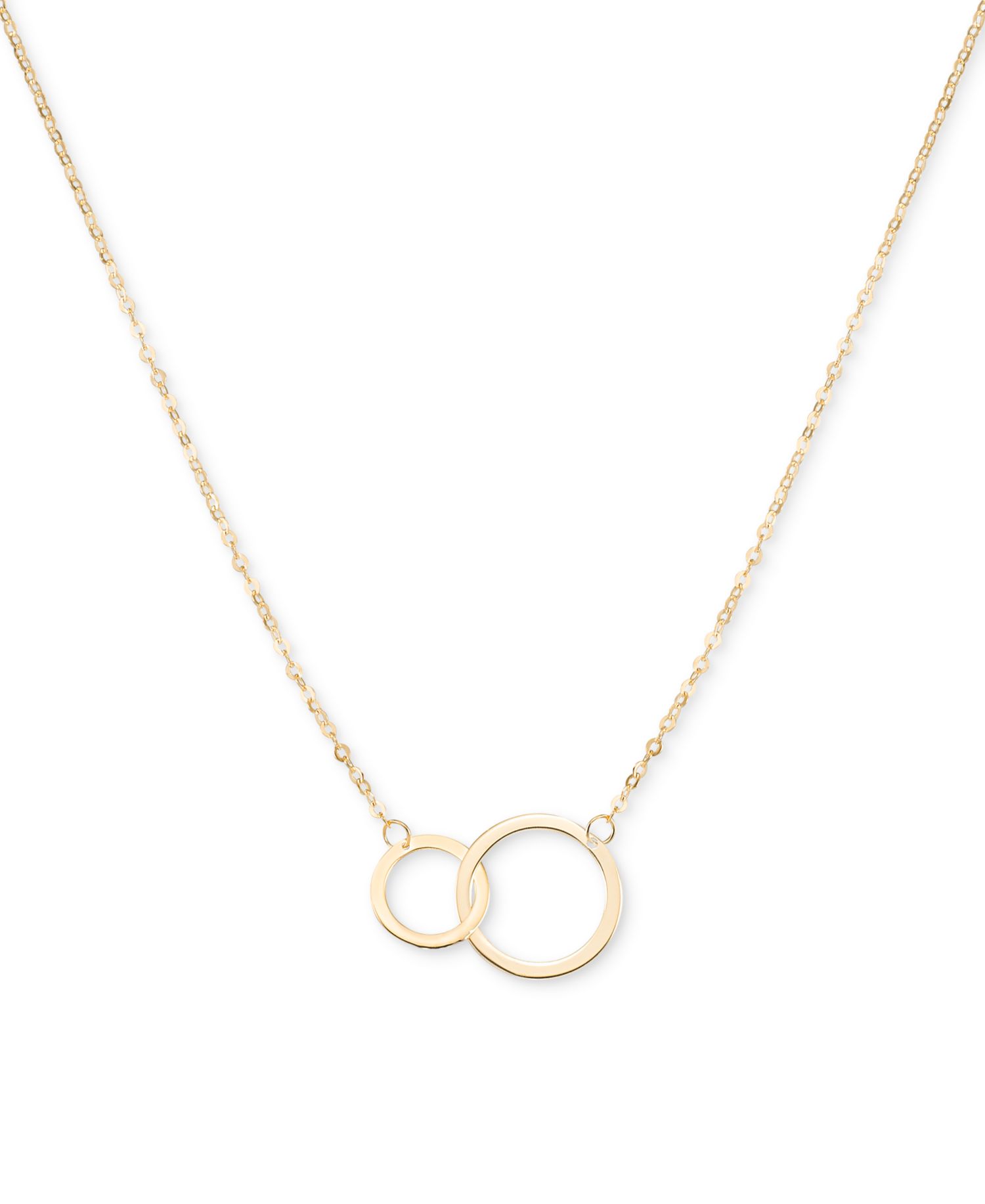 Interlocking Circle Pendant Necklace in 10k Gold, 16" + 2" extender