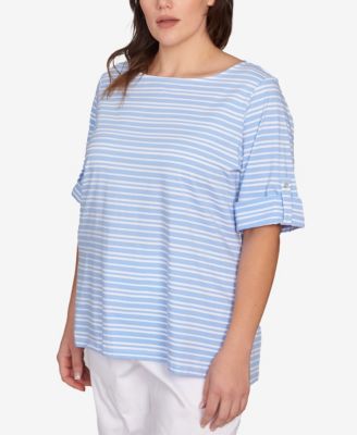 Plus Size Variegated Stripe Knit Top