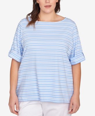 Plus Size Variegated Stripe Knit Top