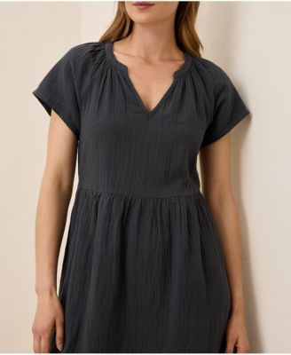 Pact Women's Organic Cotton Coastal Double Gauze Breezy Dress - Black