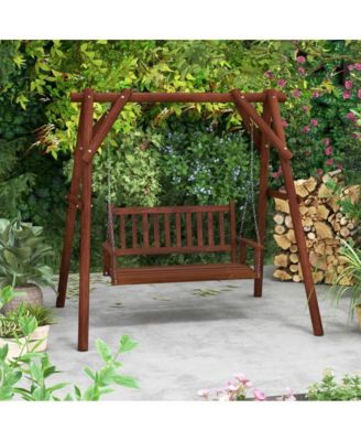 3-Person Wooden Outdoor Porch Swing with 800 lbs Weight Capacity