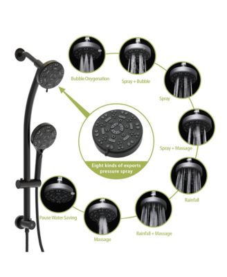 Multi Function Dual Shower Head - with Handheld Shower, 4.7&amp;#x22; Rain Showerhead, 8-Function Hand Shower, Adjustable Slide Bar