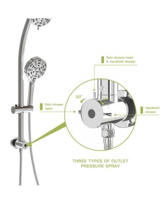 Multi Function Dual Shower Head - with Handheld Shower, 4.7&amp;quot; Rain Showerhead, 8-Function Hand Shower, Adjustable Slide Bar