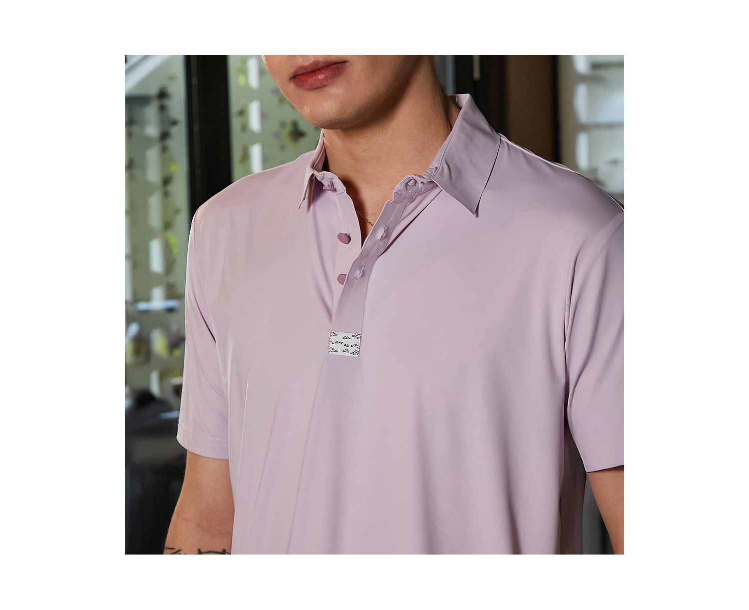 Men's Lilac Seamless Solid Polo T-Shirt