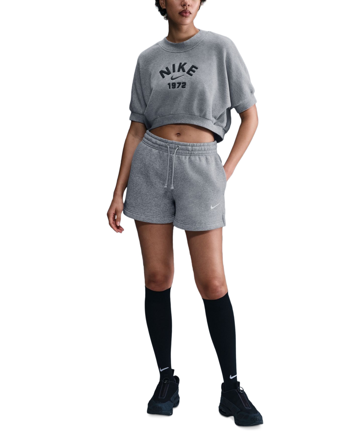 Nike Women's  Sportswear Phoenix Fleece Mid-rise 4" Shorts In Gray