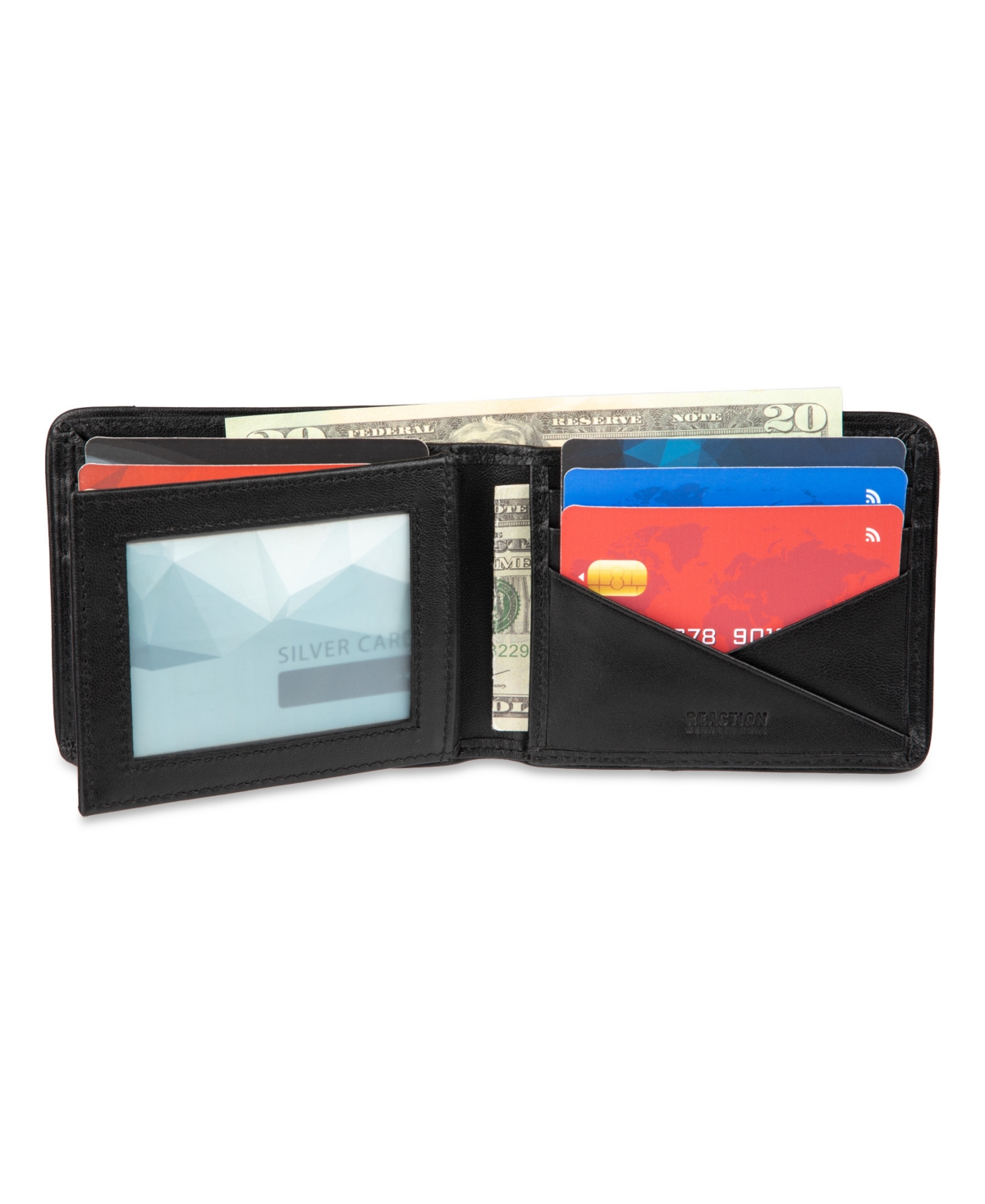 Kenneth Cole Reaction Men's Rfid Extra Capacity Slim Fold Wallet In Black