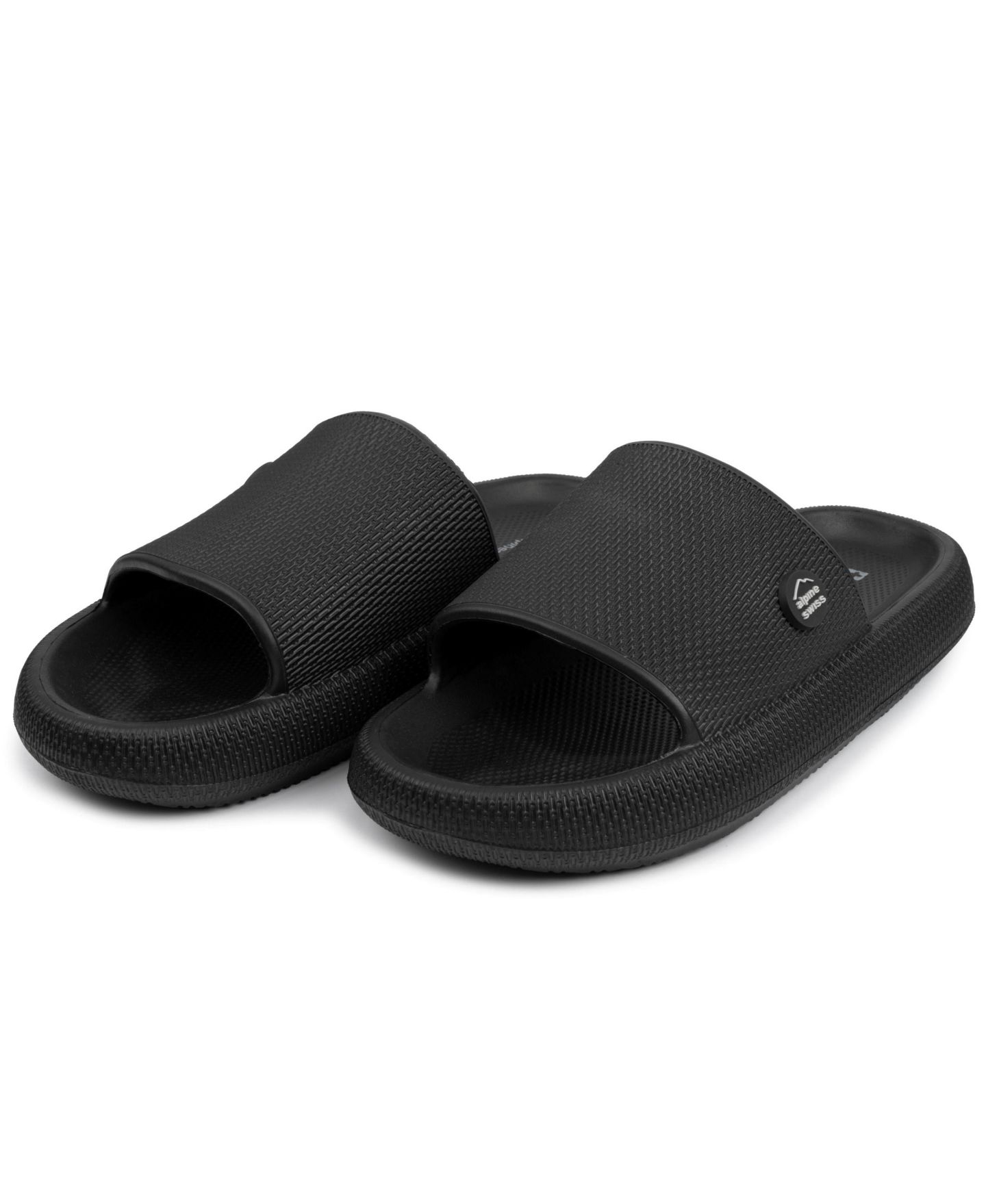 Мужские сандалии Alpine Swiss Omar Slides Pillow Slippers Ultra Cushioned Cloud Slide Sandal, цвет: Чёрный — фото 7