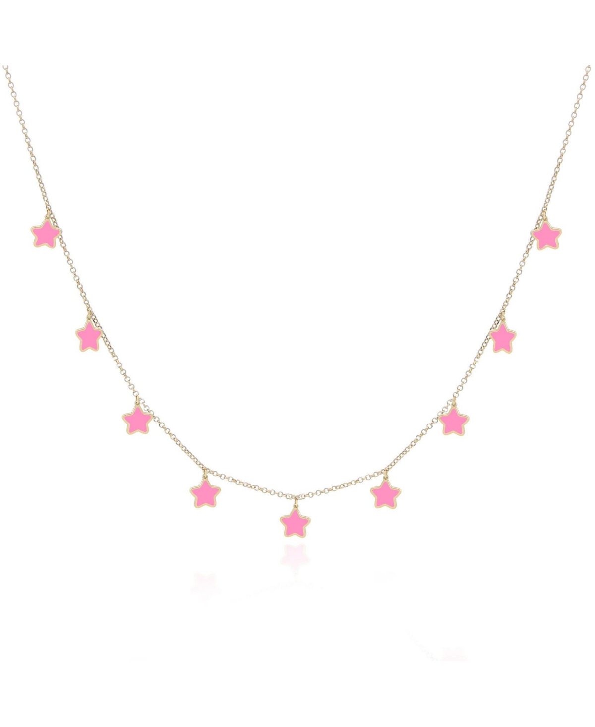 Bubblegum Pink Star Dangle Necklace 14K Gold - Bubblegum pink