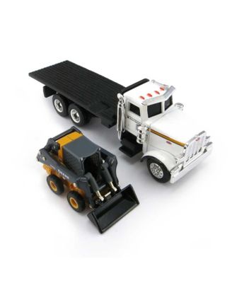 1/64 John Deere Peterbilt Flatbed Truck With 320E Skid Steer Skidloader