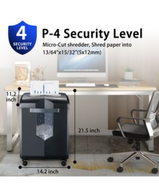 Heavy Duty Paper Shredder, 16-Sheet Micro Cut Shredder for Office, 60-Minute Continuous Running Time Commercial Grade Shredder with 6 Gallon Pullout Basket, P-4 Level High Security