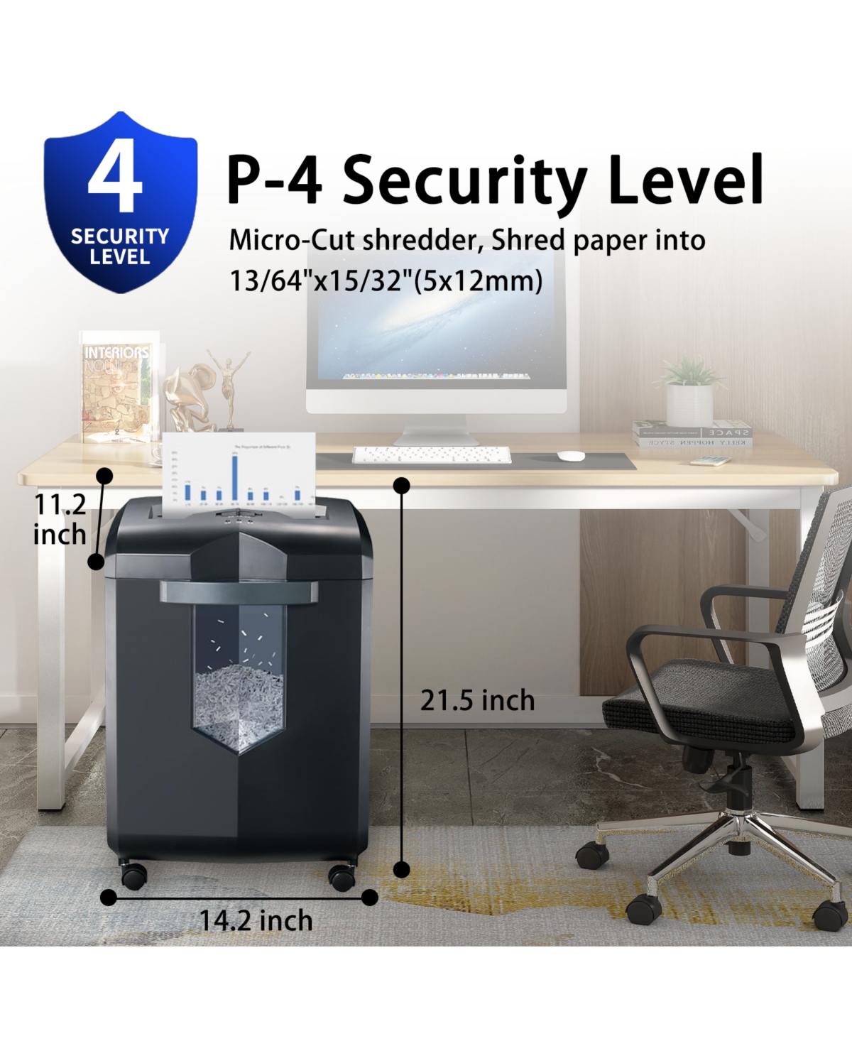 Bonsaii Heavy Duty Paper Shredder, 16-Sheet Micro Cut Shredder for Office, 60-Minute Continuous Running Time Commercial Grade Shredder with 6 Gallon P