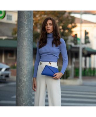 Leather Clutch Bag Evening Purse Crossbody Cobalt Blue Unique Women's Handbag