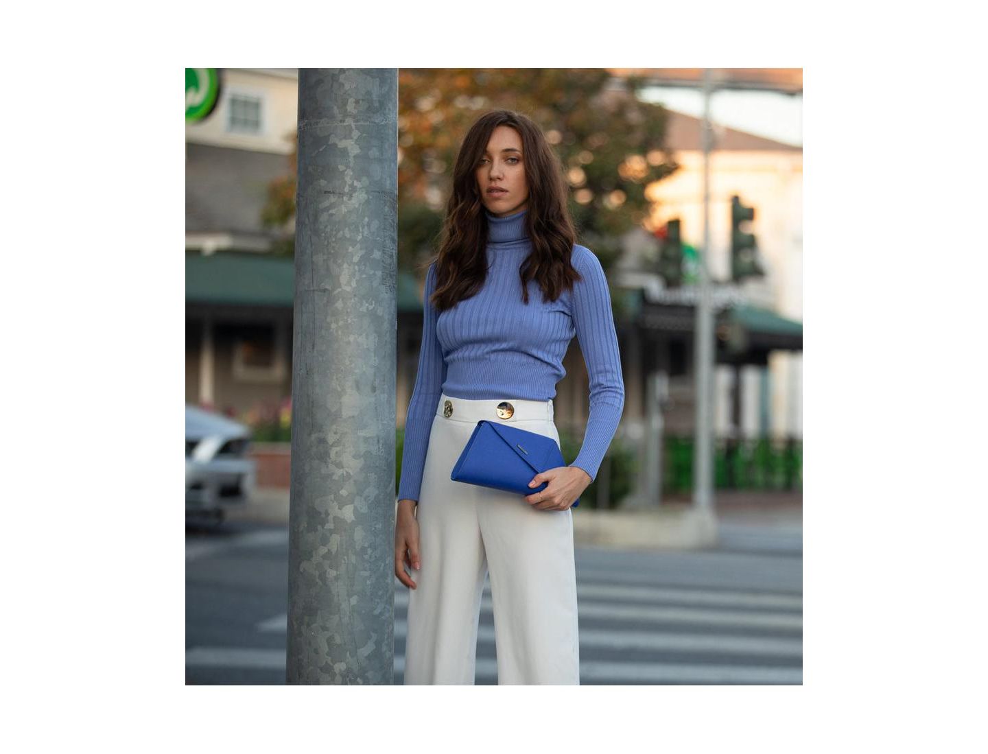 Женский клатч SUSU Saffiano Leather Clutch Bag Evening Purse Crossbody Cobalt Blue Unique Handbag, цвет: Синий — фото 3