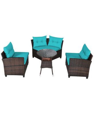 4PCS Patio Furniture Set Outdoor Rattan Sectional Sofa Set Cushions