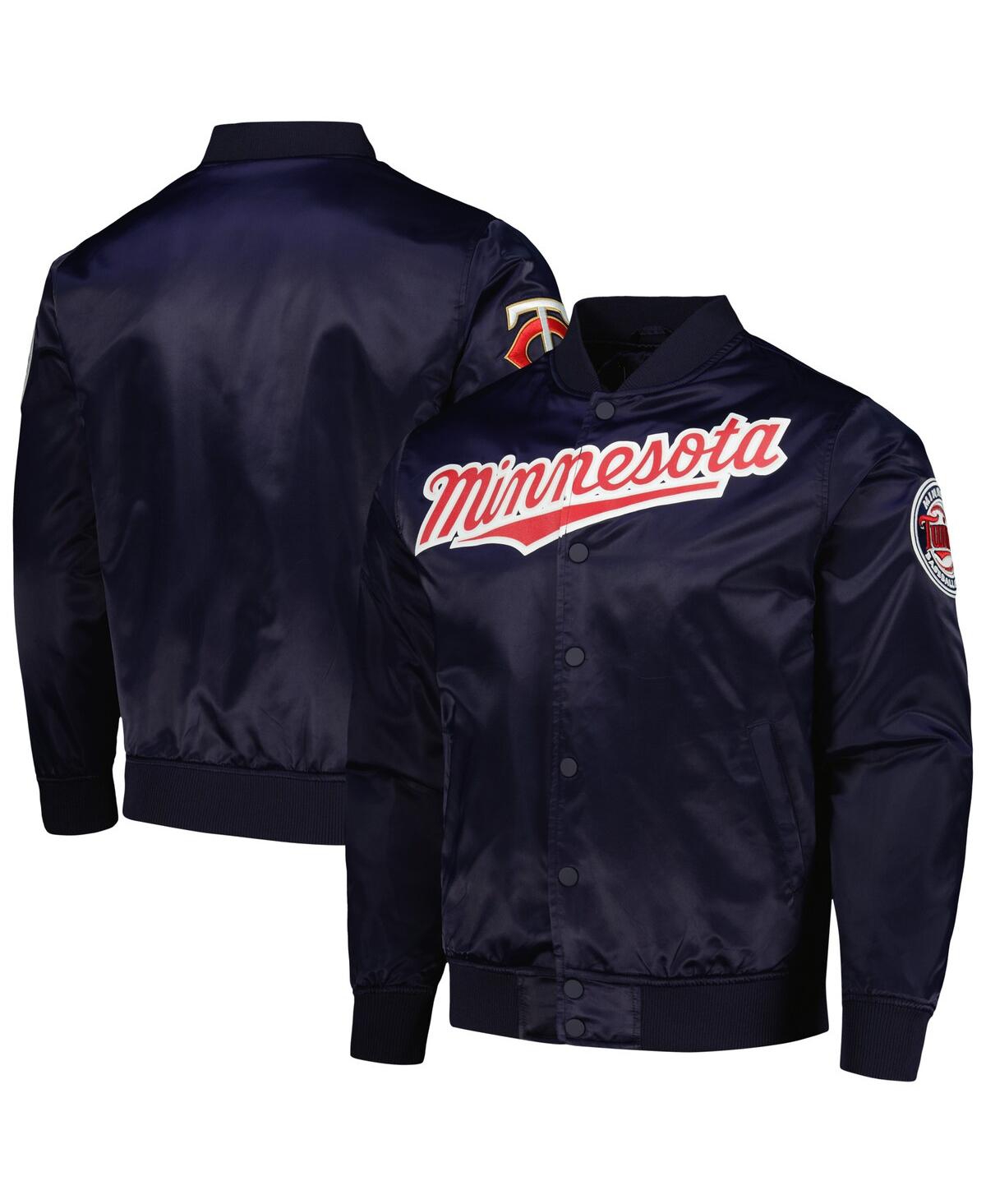 Men's Navy Minnesota Twins Wordmark Satin Full-Snap Jacket - Navy