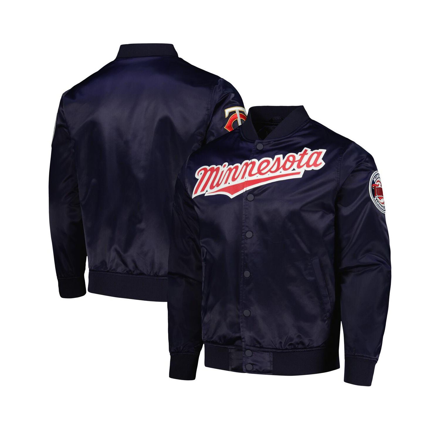 Men's Navy Minnesota Twins Wordmark Satin Full-Snap Jacket