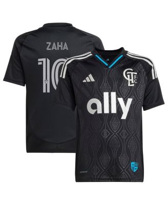 adidas - Big Boys and Girls Wilfried Zaha Black Charlotte FC 2025 Fortress Kit Replica Player Jersey