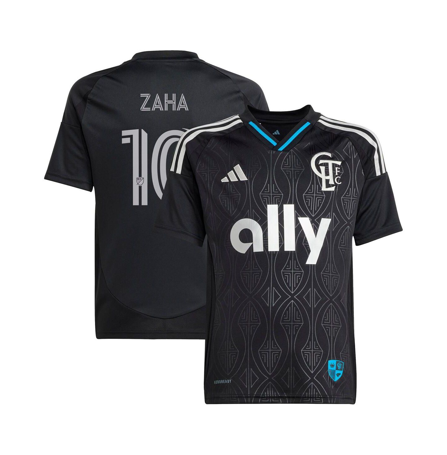 Детские топы adidas Wilfried Zaha Black Charlotte FC 2025 Fortress Kit Replica Player Jersey — фото 1