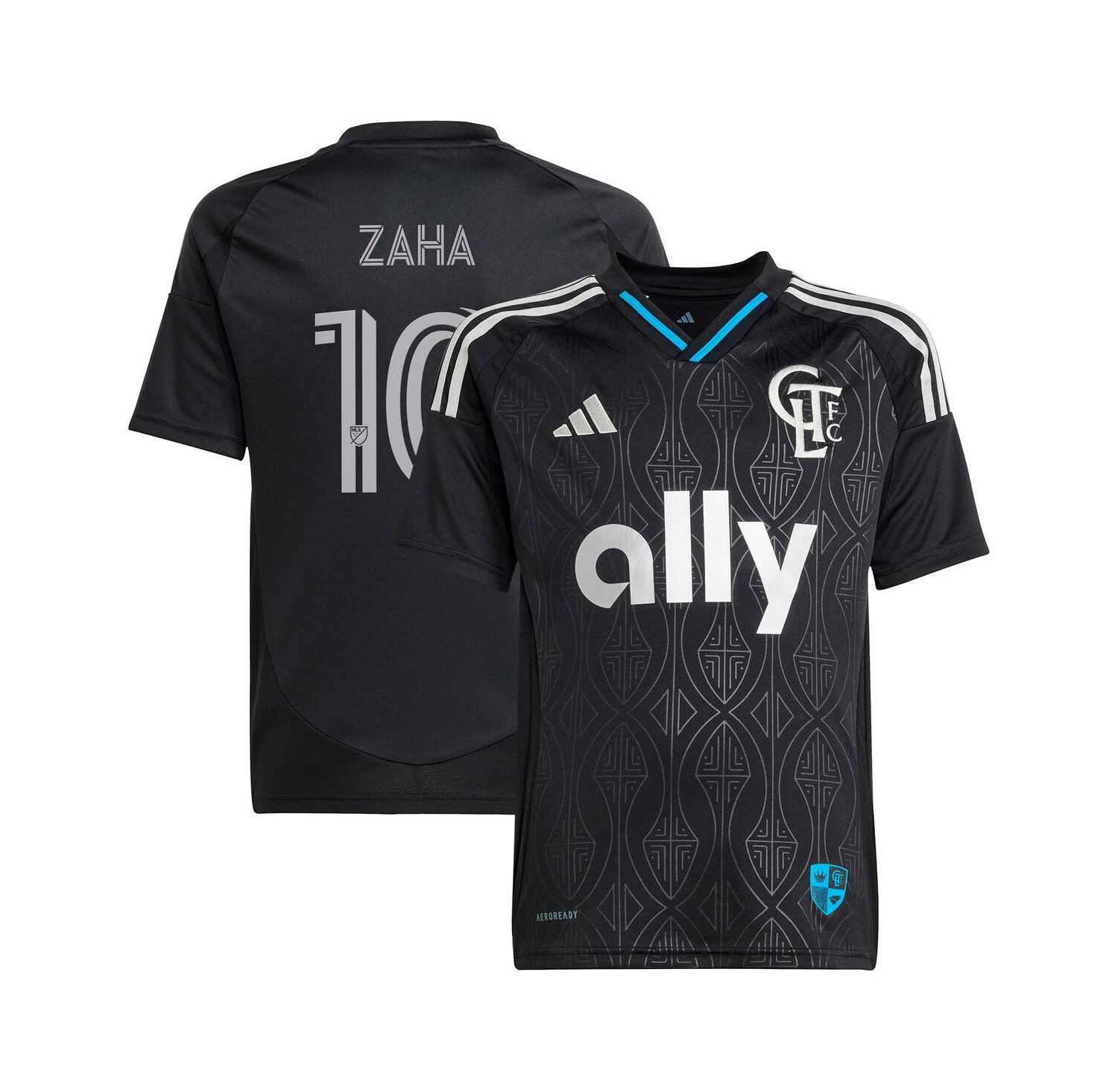 Big Boys and Girls Wilfried Zaha Black Charlotte FC 2025 Fortress Kit Replica Player Jersey