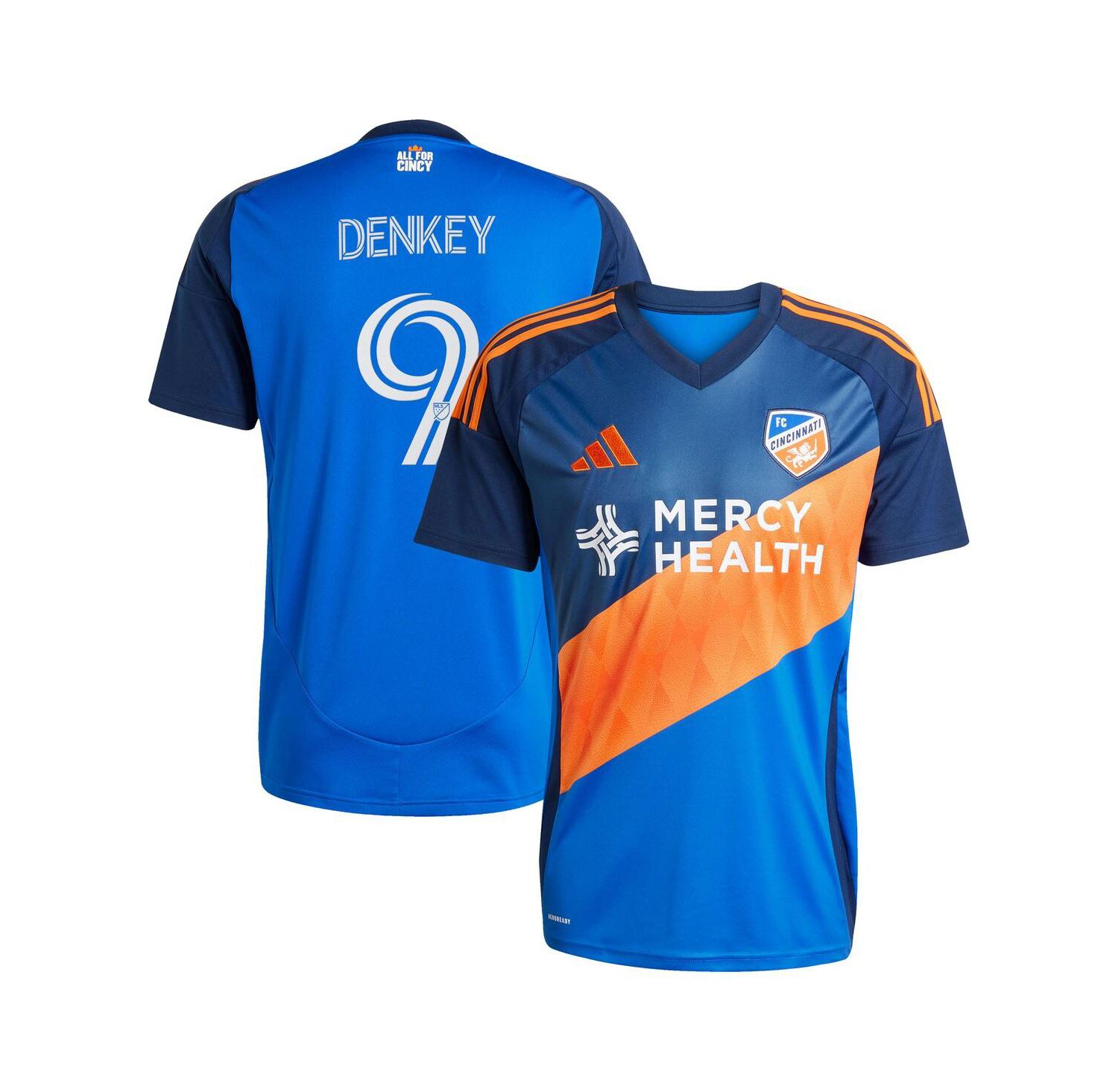 Men's Kevin Denkey Blue FC Cincinnati 2025 Orange and Blue Legacy Kit Replica Player Jersey
