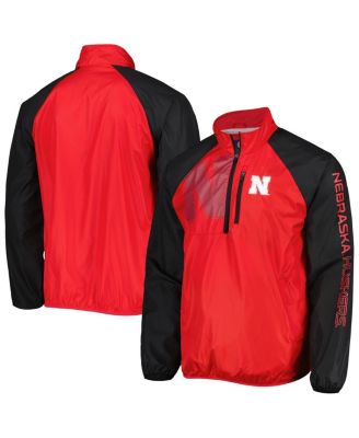 G-III Sports by Carl Banks - Men's Scarlet/Black Nebraska Huskers Point Guard Raglan Half-Zip Jacket