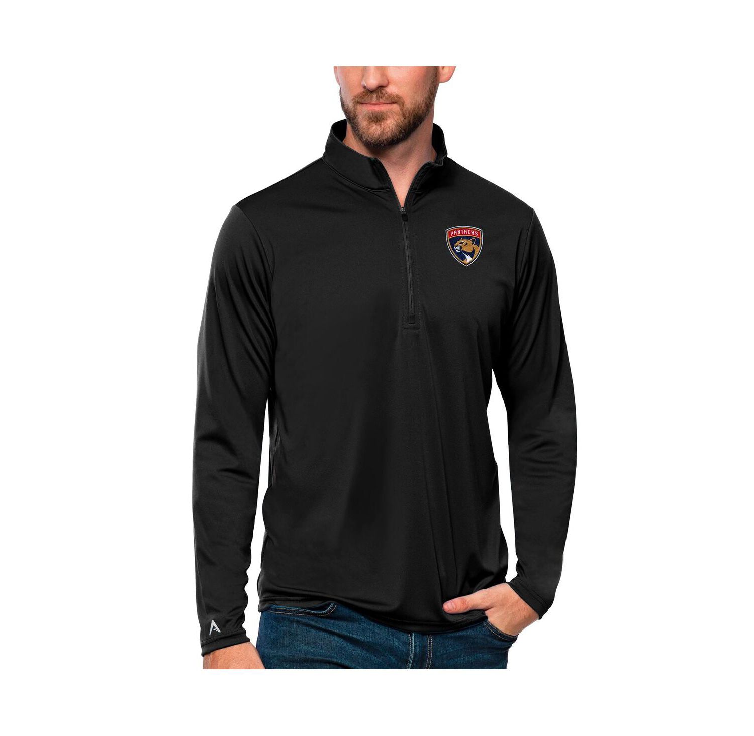 Men's Black Florida Panthers Tribute Quarter-Zip Pullover Sweatshirt