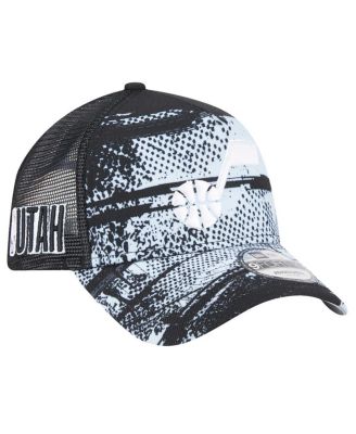New Era - Men's Black/White Utah Jazz Tip Off A-Frame Trucker 9FORTY Adjustable Hat