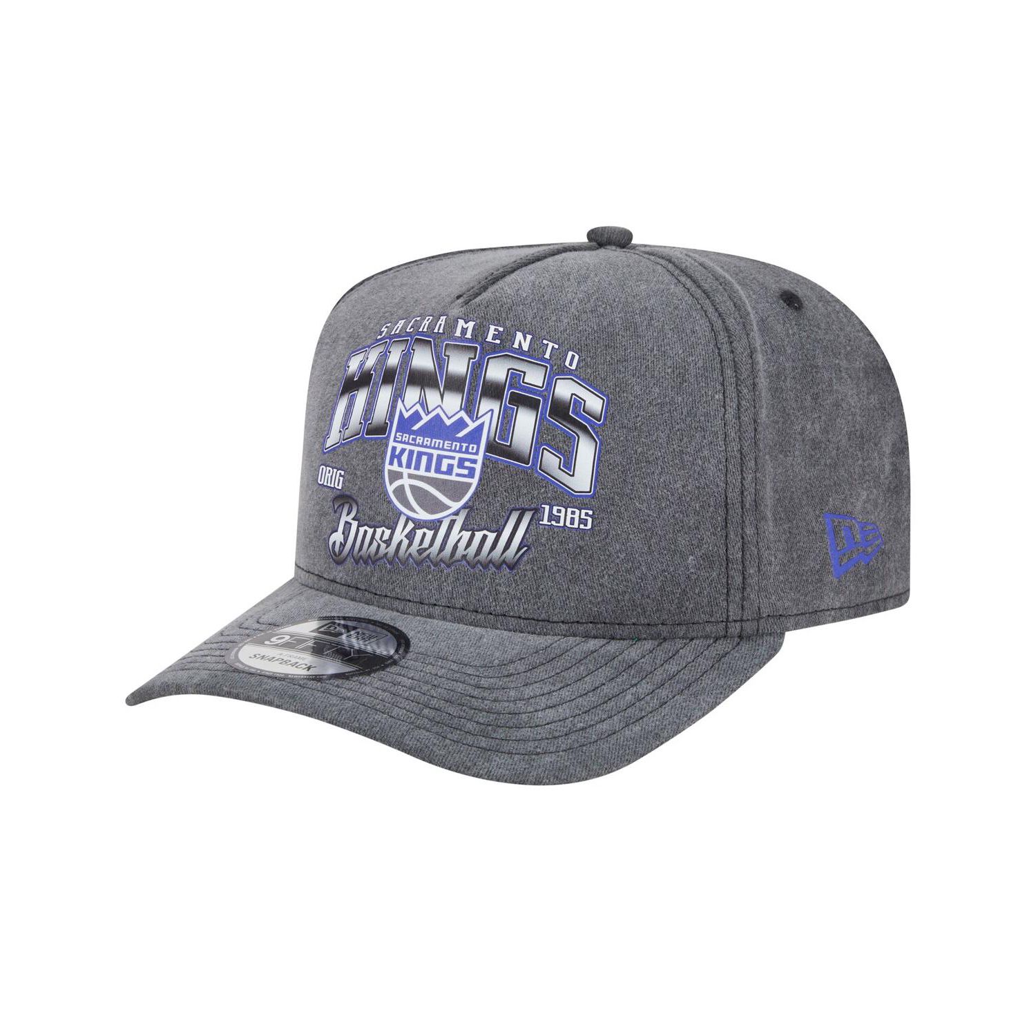 Men's Charcoal Sacramento Kings Throwback Washed Pre-Curved 9FIFTY Snapback Hat