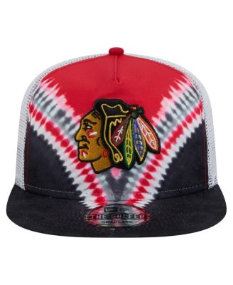 Men's Black/Red Chicago Blackhawks Throwback V-Dye Adjustable Golfer Hat