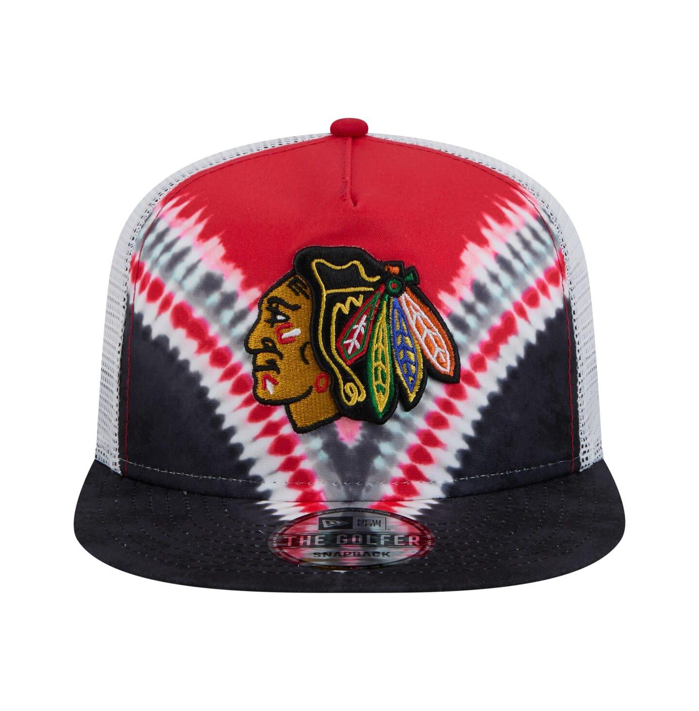 Мужской головной убор New Era Black/Red Chicago Blackhawks Throwback V-Dye Adjustable Golfer Hat — фото 3