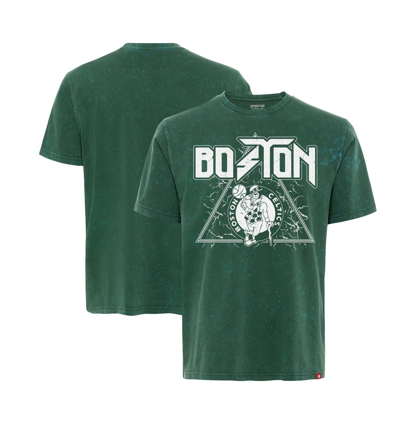 Мужская футболка Sportiqe Green Boston Celtics Distressed Rock Roll Collection Angus Premium Mineral Wash — фото 1
