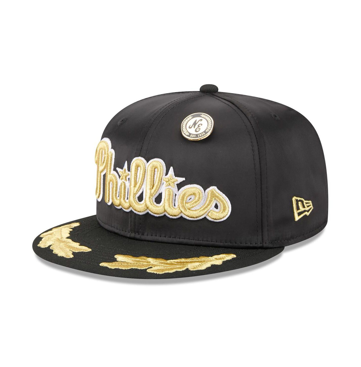 Мужская кепка New Era Black Philadelphia Phillies 2025 59FIFTY Day Gold Leaf 59FIFTY Fitted Hat — фото 1