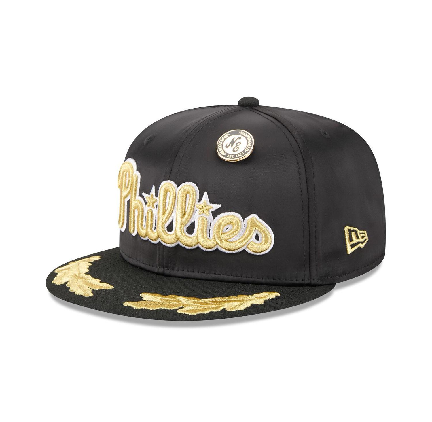 Men's Black Philadelphia Phillies 2025 59FIFTY Day Gold Leaf 59FIFTY Fitted Hat