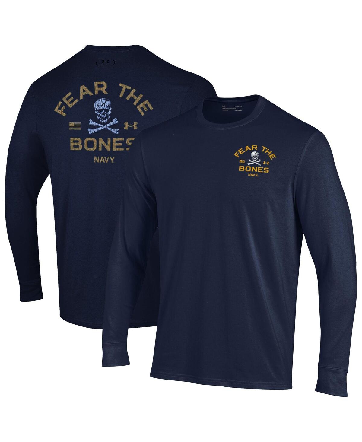 Men's Navy Midshipmen Distressed Jolly Rogers Performance Long Sleeve T-Shirt - Navy