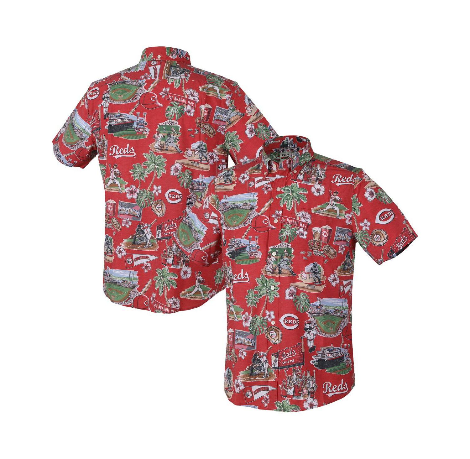 Men's Red Cincinnati Reds Scenic Tri-Blend Button-Down Shirt