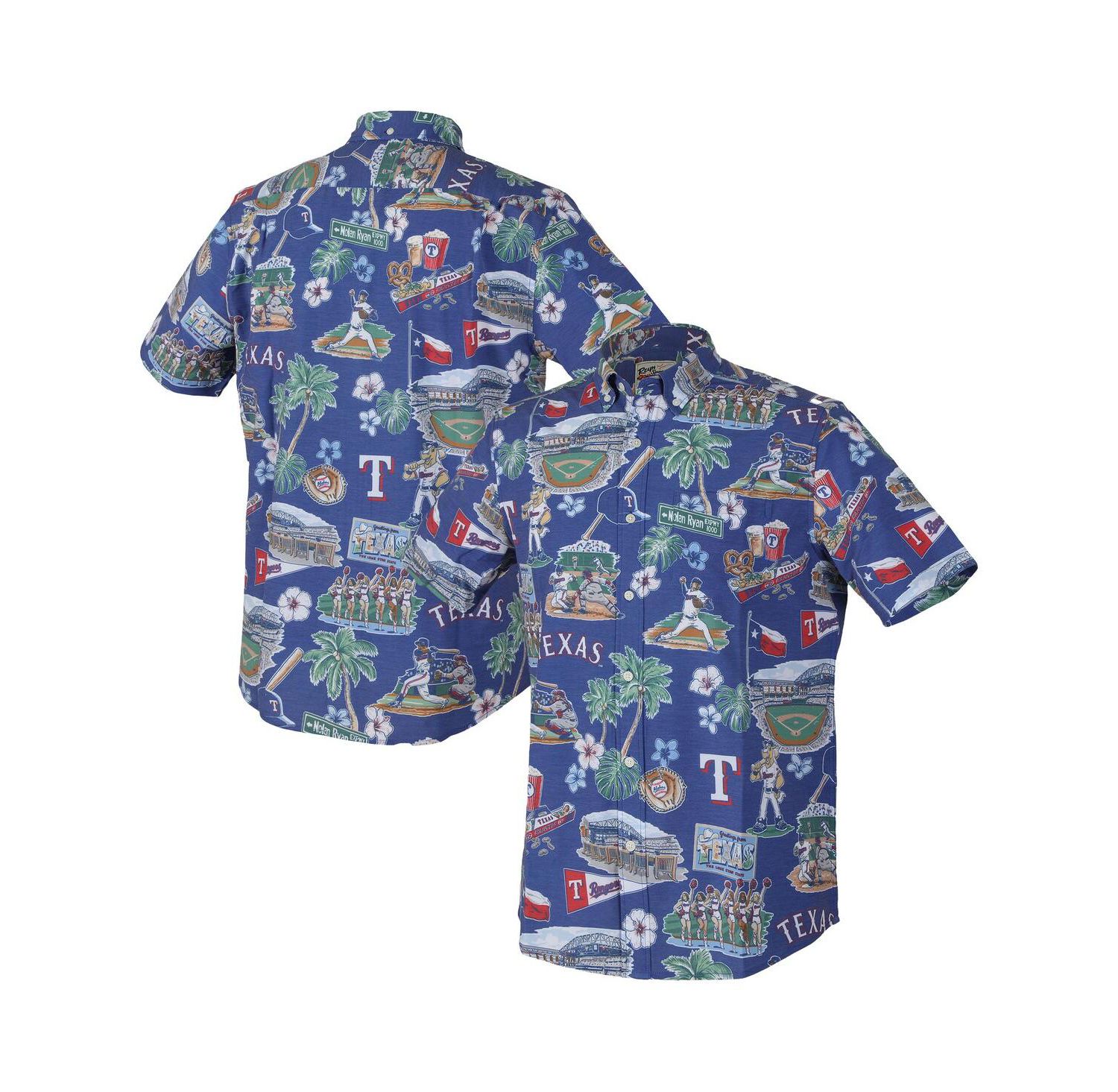 Men's Royal Texas Rangers Scenic Tri-Blend Performance Button-Up Shirt