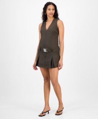 Bar III - Women's Drop Waist Belted Mini Dress