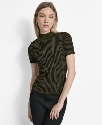 DKNY - Women's Transfer Rib Mock-Neck Sweater