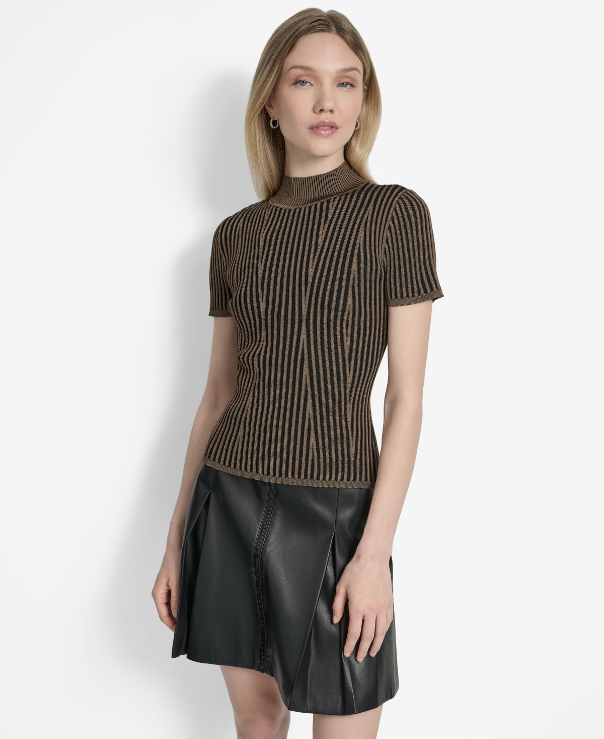 Dkny Women's Transfer Rib Mock-neck Sweater