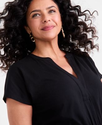 Women's Printed Short-Sleeve Tiered Dress, Exclusively at Macy's 