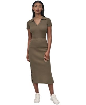 DKNY Jeans - Women's Side Logo Ribbed Midi Skirt