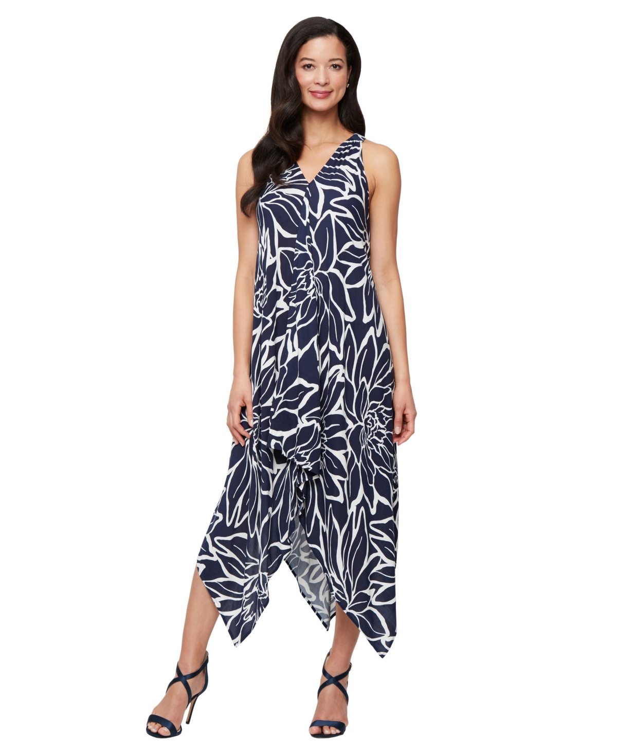 Women's Sleeveless Cutaway A-Line Dress - Navy